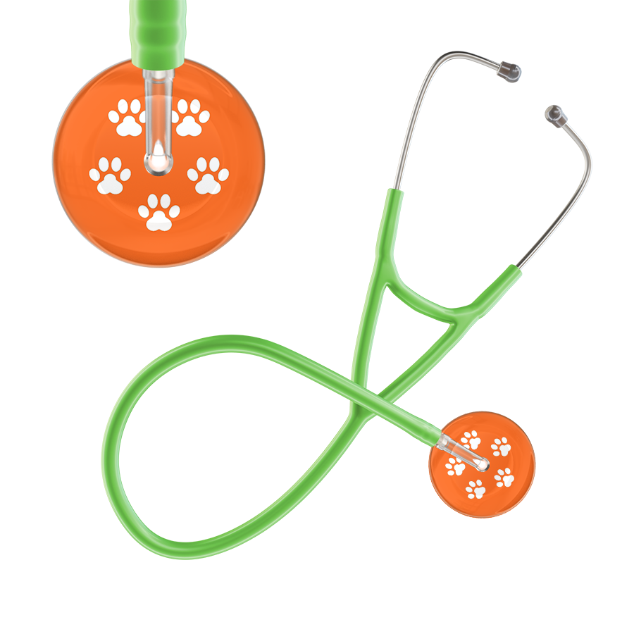 White Paw Print Dark Background Cardiology Stethoscope