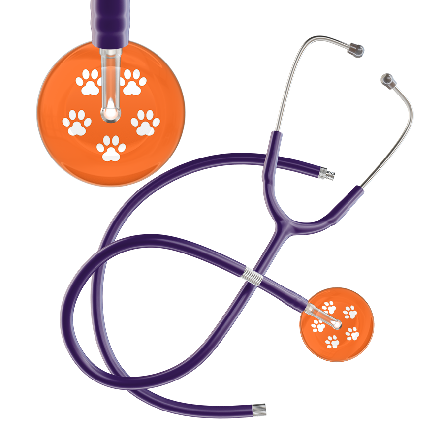 White Paw Print Dark Background Stethoscope