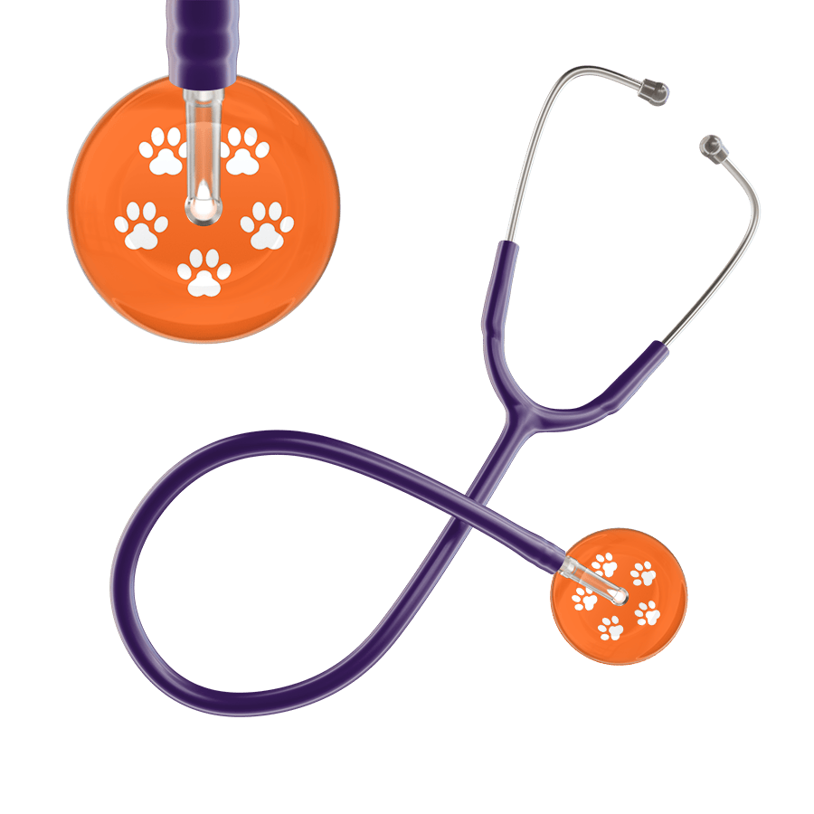 Ultrascope Single Stethoscope White Paw Tangerine Background / Adult / Purple White Paw Print Dark Background Stethoscope