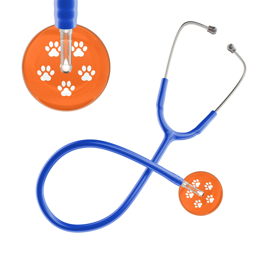 White Paw Print Dark Background Stethoscope