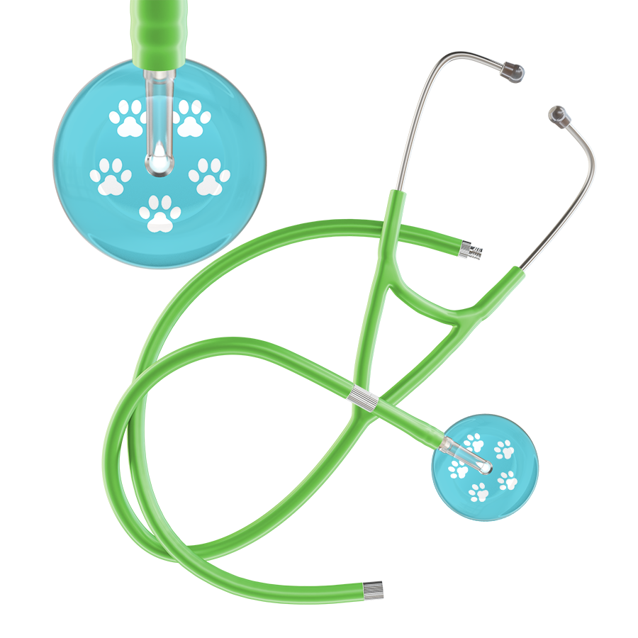 White Paw Print Light Background Cardiology Stethoscope