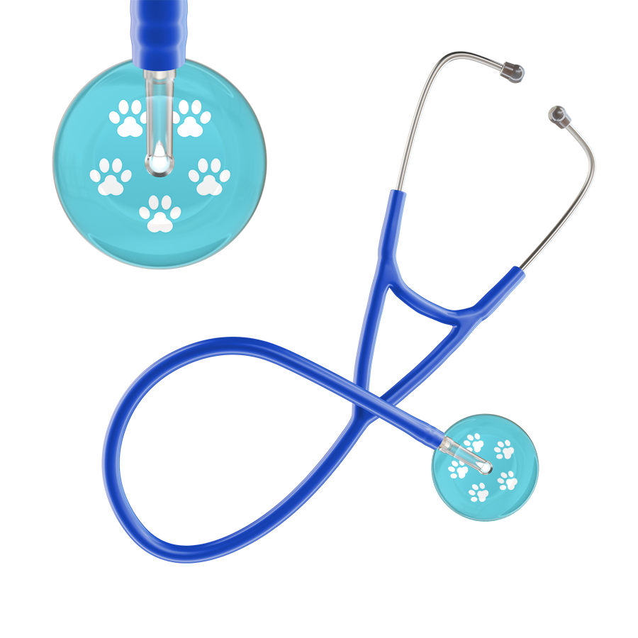 White Paw Print Light Background Cardiology Stethoscope