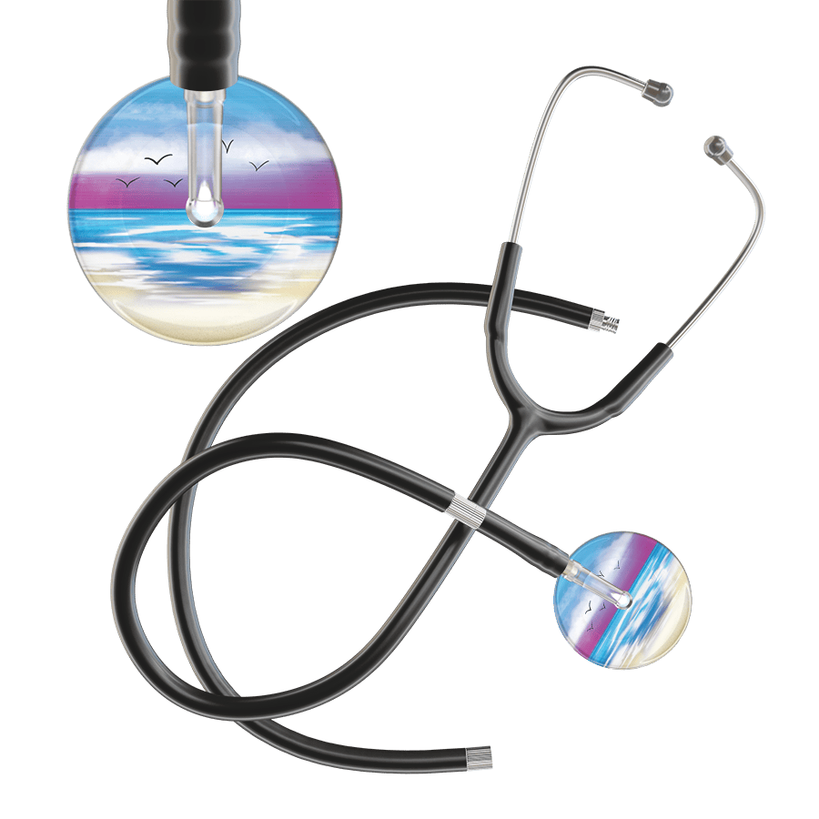 Ultrascope Single Stethoscope Blue Beach / Adult / Black Extended Tubing Beach Stethoscope
