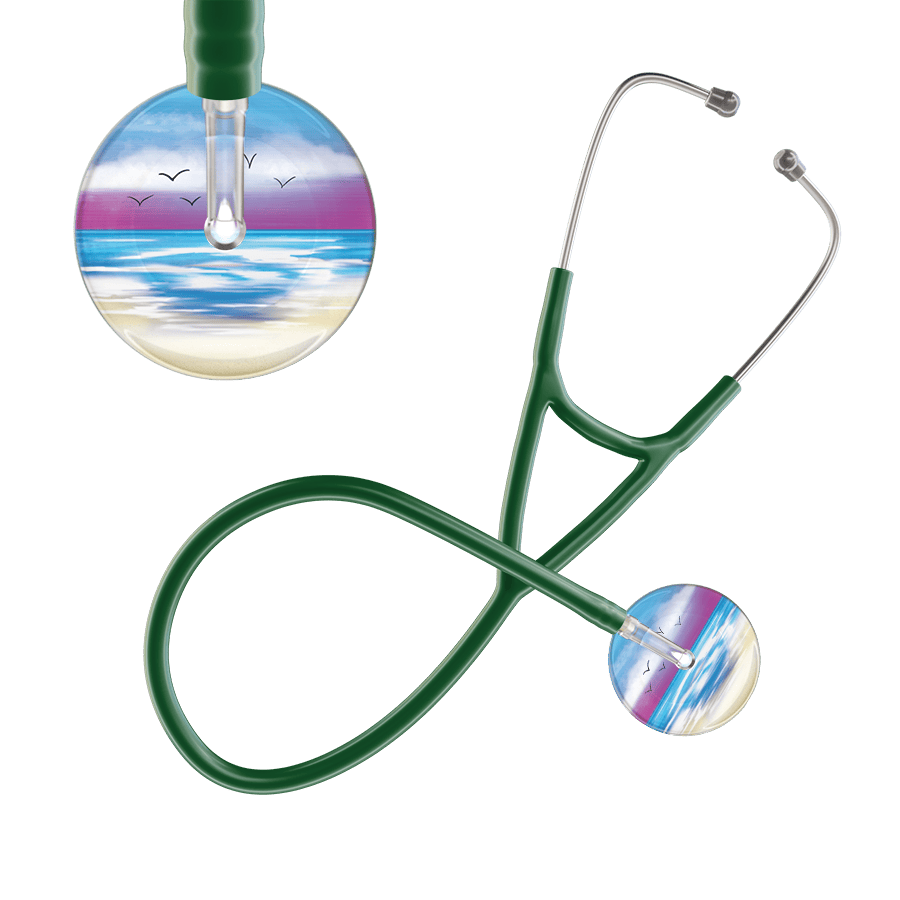 Ultrascope Single Stethoscope Blue Beach / Adult / Dark Green Beach Cardiology Stethoscope