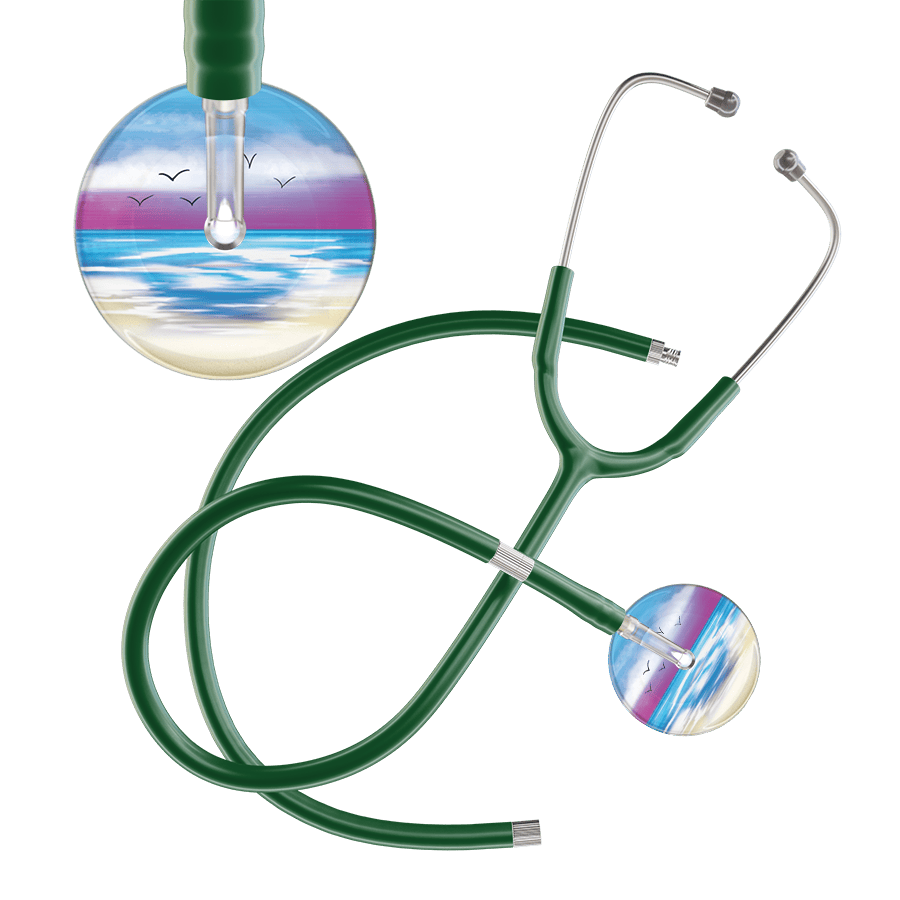 Ultrascope Single Stethoscope Blue Beach / Adult / Dark Green Extended Tubing Beach Stethoscope