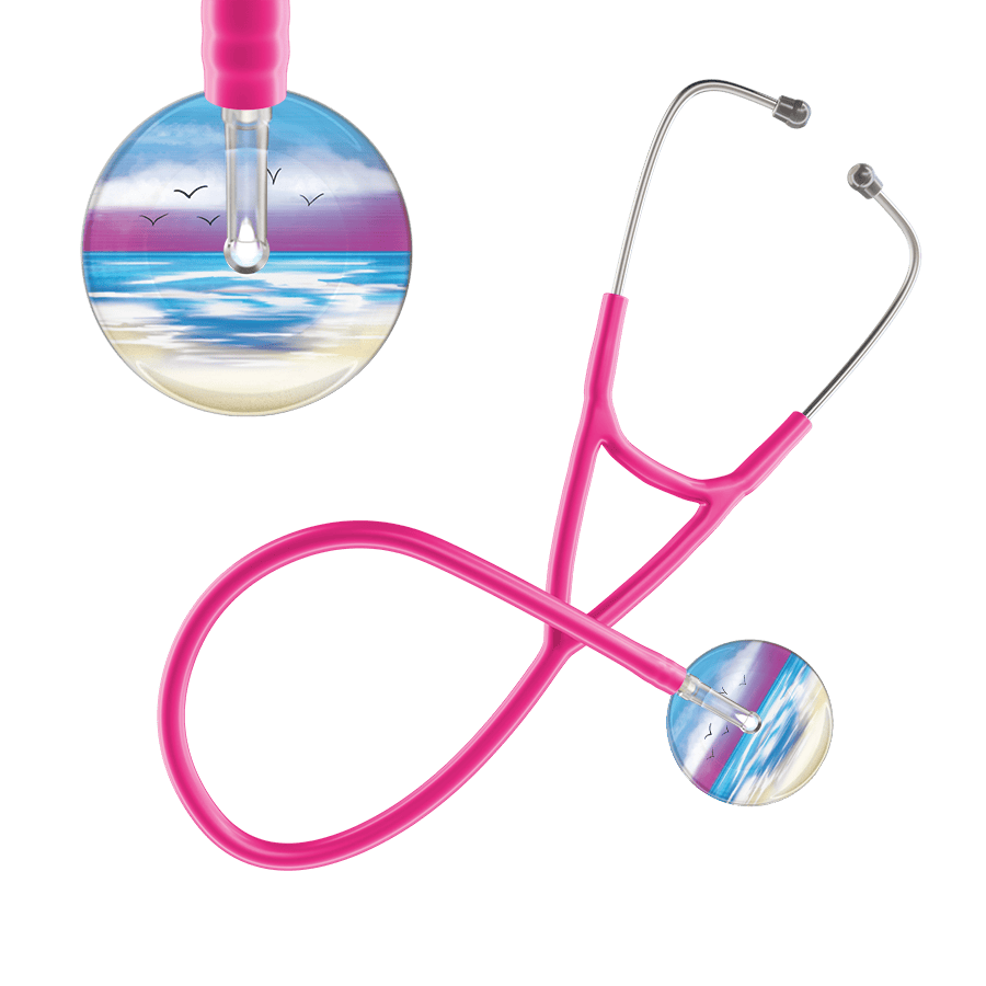 Ultrascope Single Stethoscope Blue Beach / Adult / Hot Pink Beach Cardiology Stethoscope