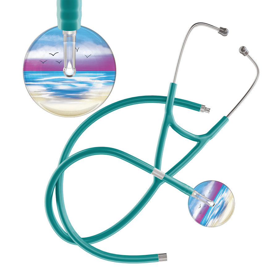 Ultrascope Single Stethoscope Blue Beach / Adult / Jade Extended Tubing Beach Cardiology Stethoscope