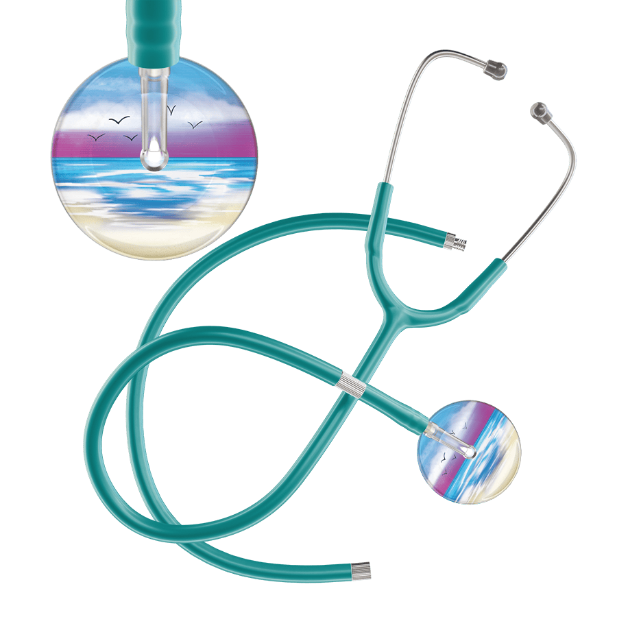 Ultrascope Single Stethoscope Blue Beach / Adult / Jade Extended Tubing Beach Stethoscope
