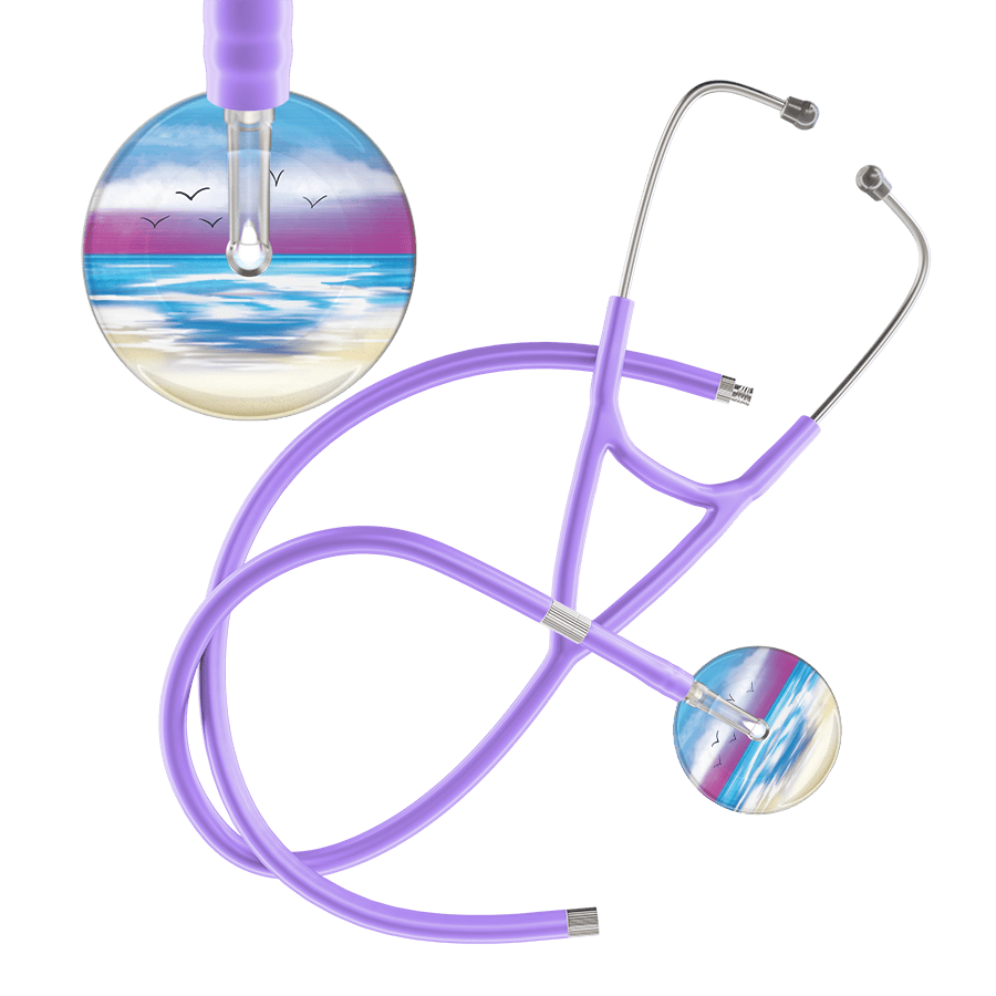 Ultrascope Single Stethoscope Blue Beach / Adult / Lavender Extended Tubing Beach Cardiology Stethoscope