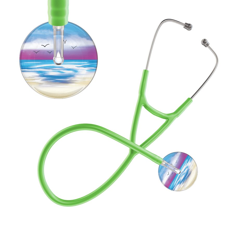 Ultrascope Single Stethoscope Blue Beach / Adult / Lime Green Beach Cardiology Stethoscope