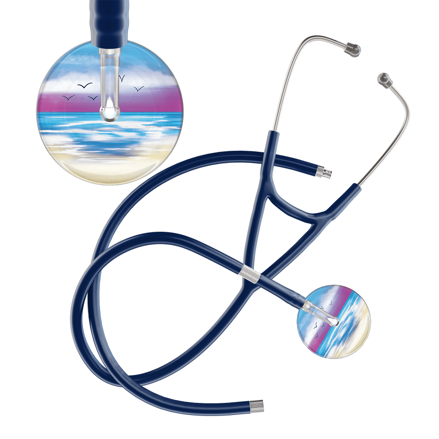 Ultrascope Single Stethoscope Blue Beach / Adult / Navy Extended Tubing Beach Cardiology Stethoscope