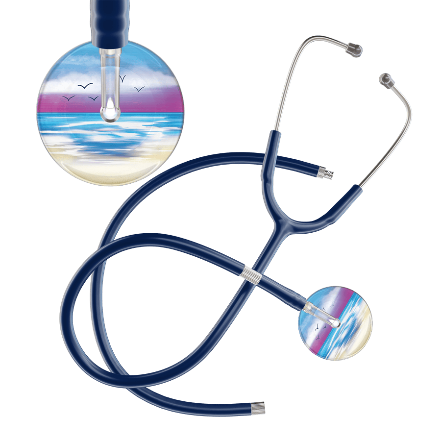 Ultrascope Single Stethoscope Blue Beach / Adult / Navy Extended Tubing Beach Stethoscope