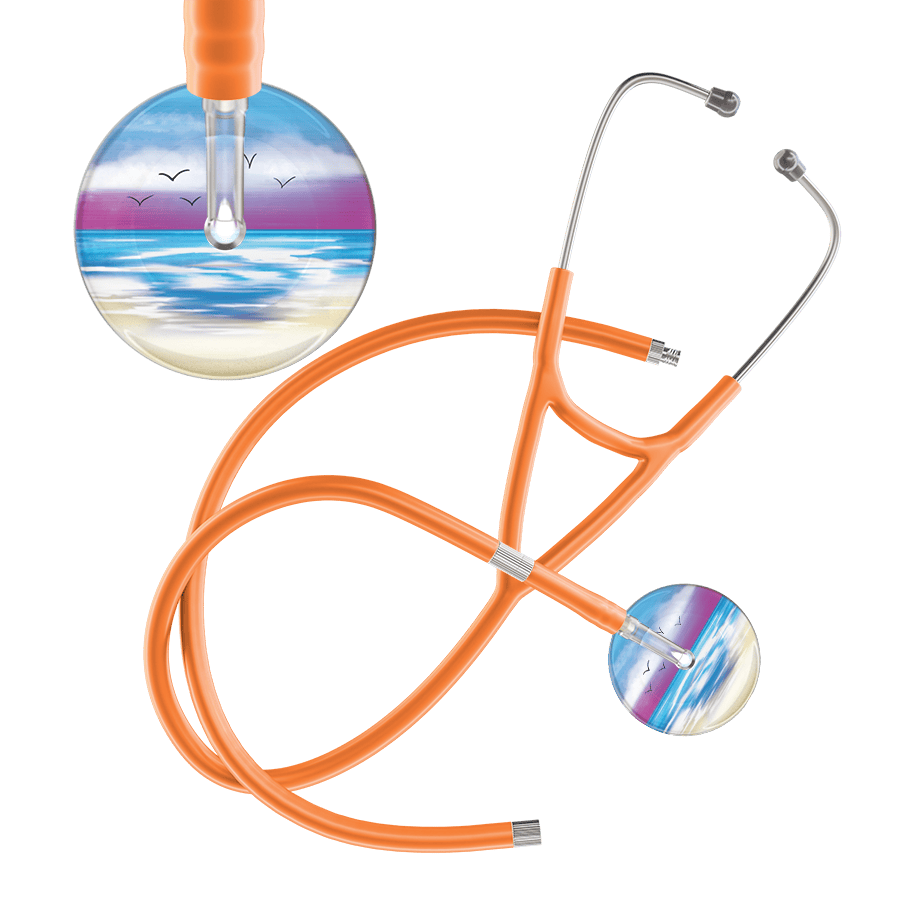 Ultrascope Single Stethoscope Blue Beach / Adult / Orange Extended Tubing Beach Cardiology Stethoscope