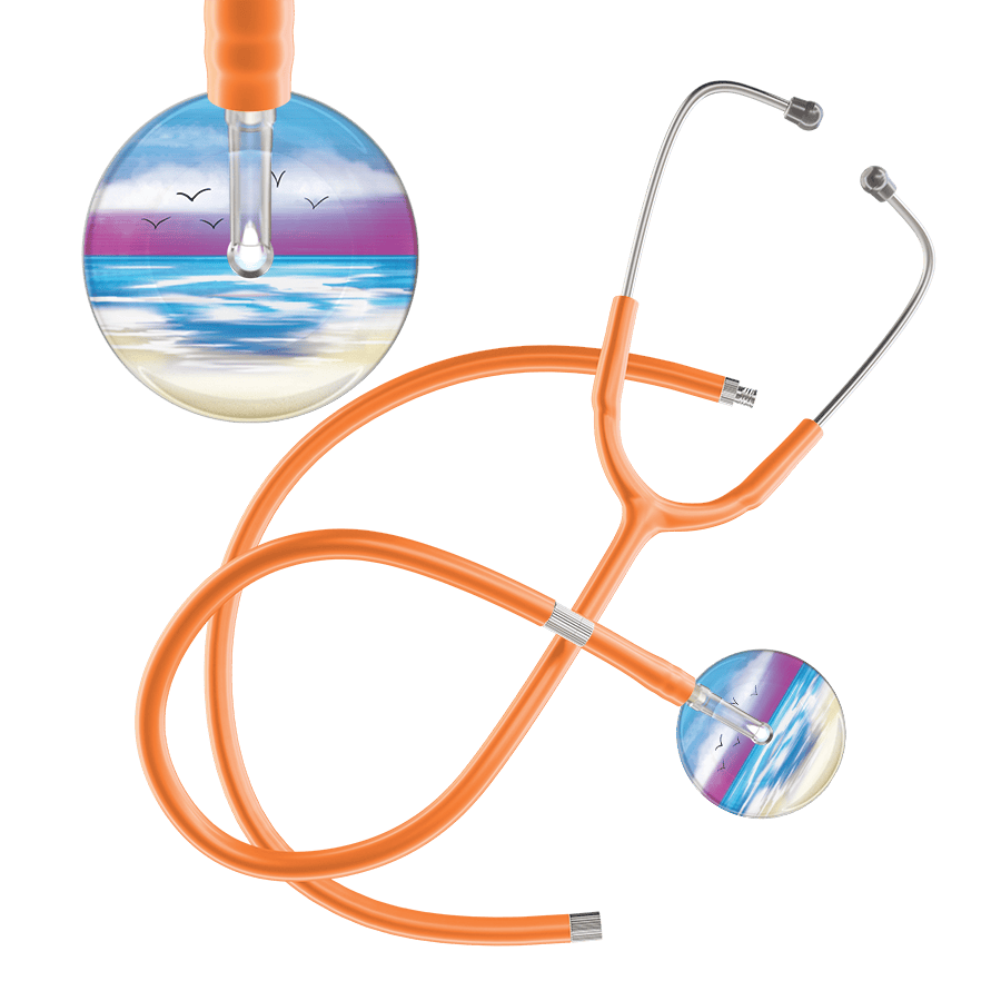 Ultrascope Single Stethoscope Blue Beach / Adult / Orange Extended Tubing Beach Stethoscope
