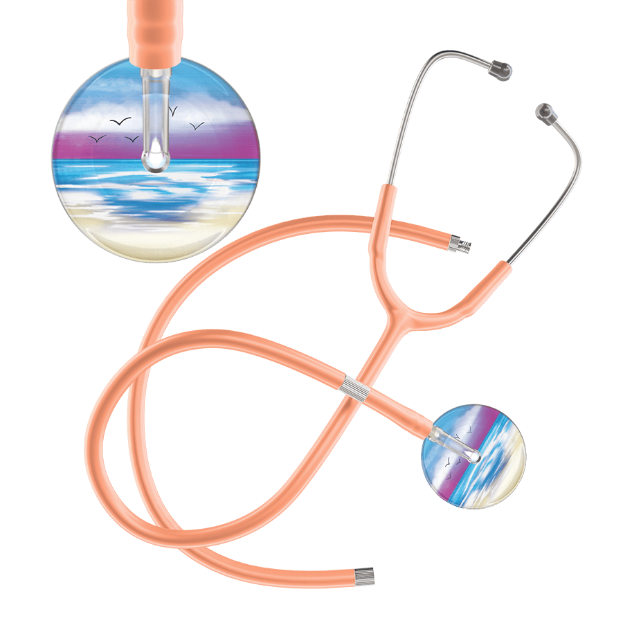 Ultrascope Single Stethoscope Blue Beach / Adult / Peach Extended Tubing Beach Stethoscope