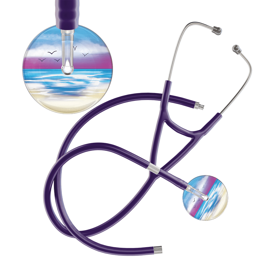 Ultrascope Single Stethoscope Blue Beach / Adult / Purple Extended Tubing Beach Cardiology Stethoscope