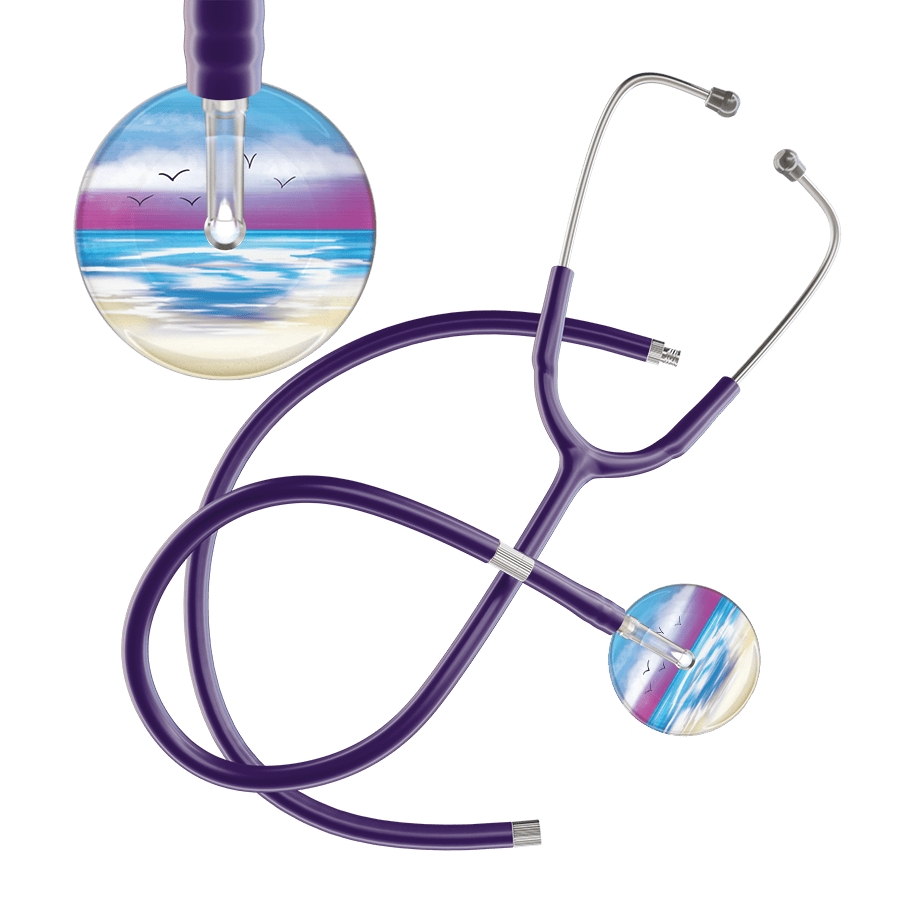 Ultrascope Single Stethoscope Blue Beach / Adult / Purple Extended Tubing Beach Stethoscope