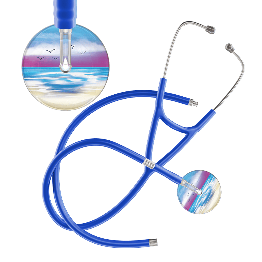 Ultrascope Single Stethoscope Blue Beach / Adult / Royal Blue Extended Tubing Beach Cardiology Stethoscope