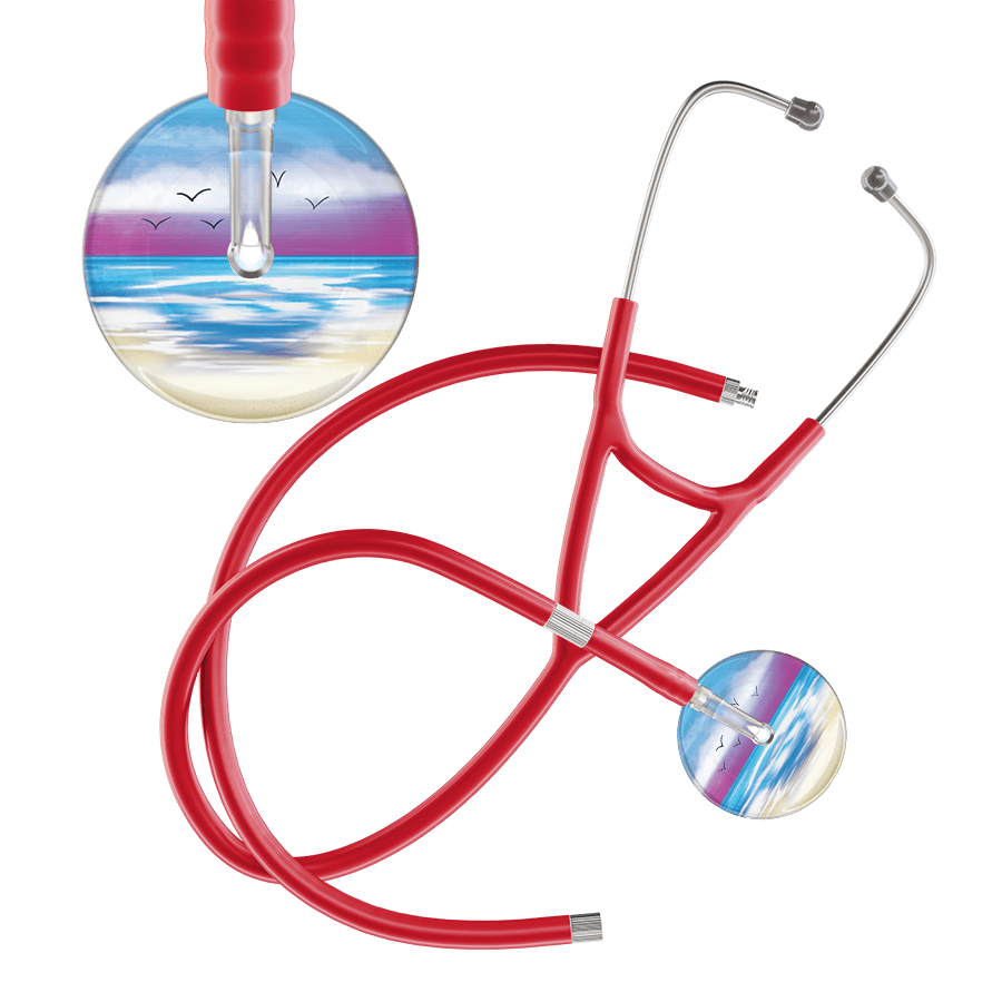 Ultrascope Single Stethoscope Blue Beach / Adult / Red Extended Tubing Beach Cardiology Stethoscope