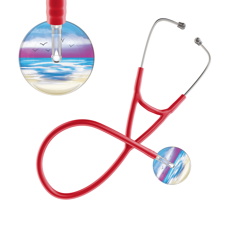 Ultrascope Single Stethoscope Blue Beach / Adult / Red Beach Cardiology Stethoscope