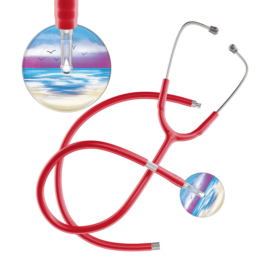 Ultrascope Single Stethoscope Blue Beach / Adult / Red Extended Tubing Beach Stethoscope