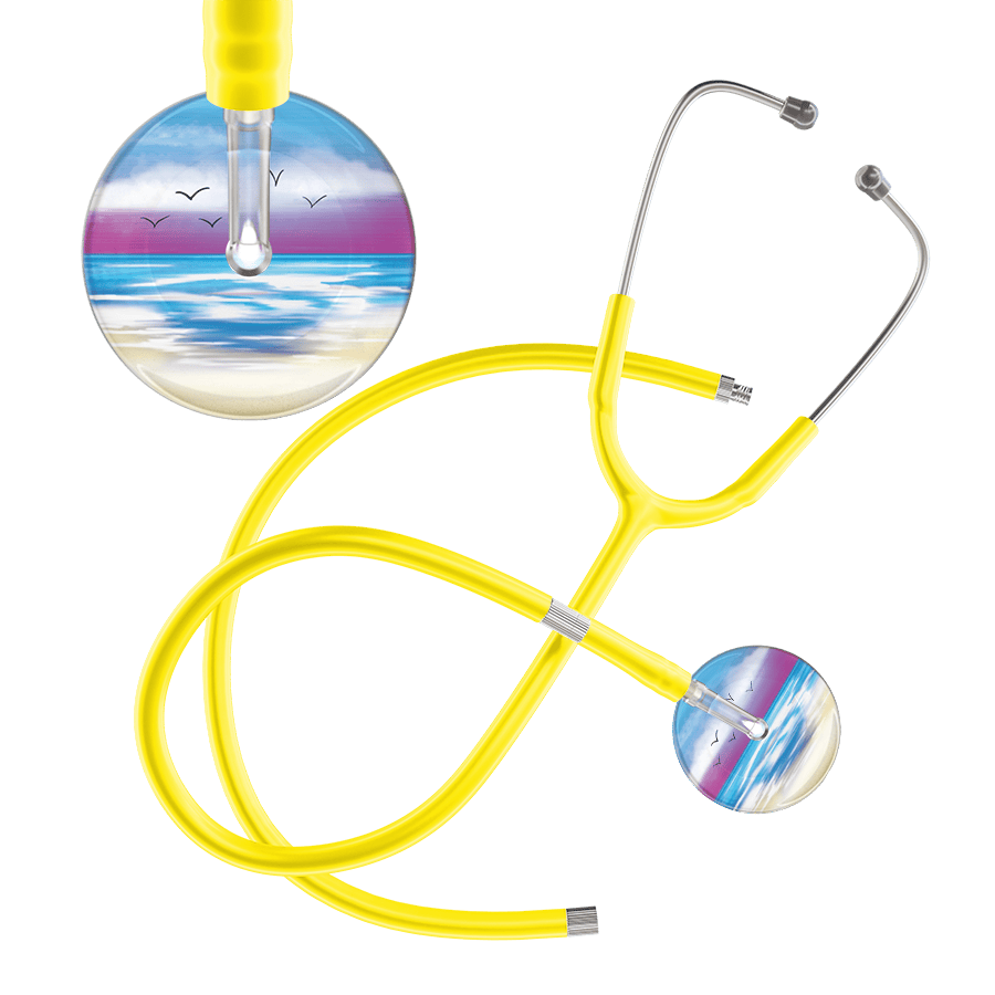 Ultrascope Single Stethoscope Blue Beach / Adult / Yellow Extended Tubing Beach Stethoscope