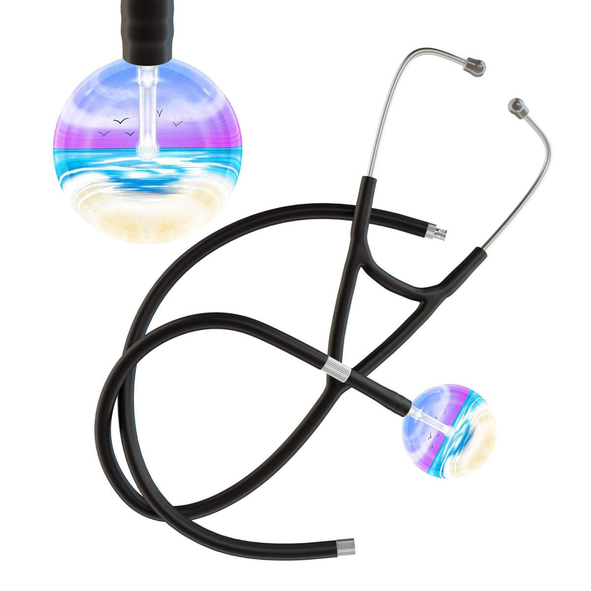 Ultrascope Single Stethoscope Blue Beach / Adult / Black Extended Tubing Beach Stethoscope (Cardiology TEST) (Copy)