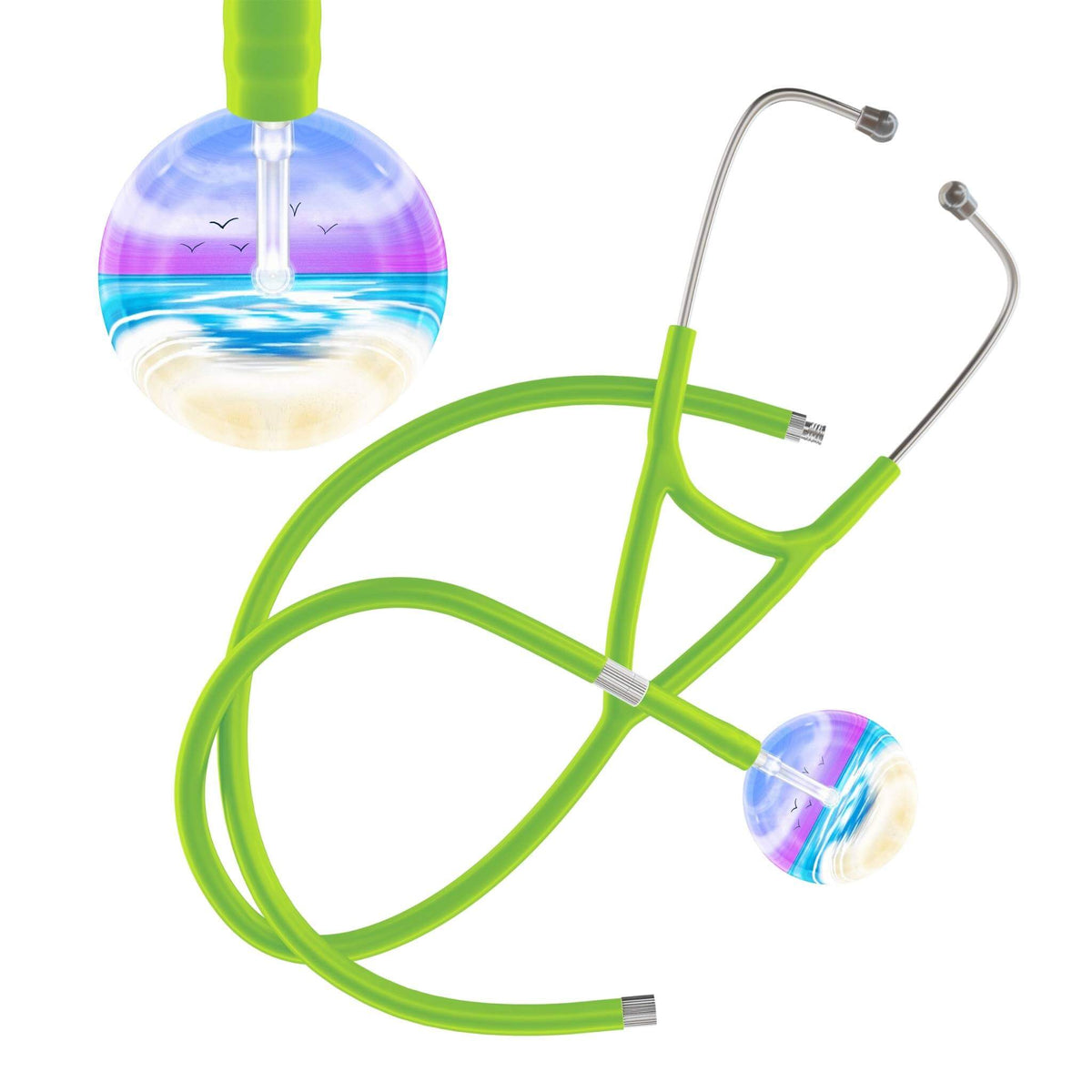 Ultrascope Single Stethoscope Blue Beach / Adult / Lime Green (Extended) Beach Stethoscope (Cardiology TEST) (Copy)