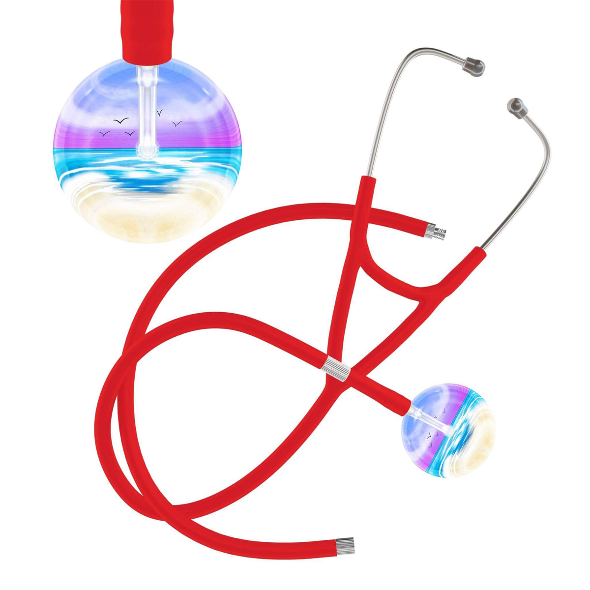 Ultrascope Single Stethoscope Blue Beach / Adult / Red Extended Tubing Beach Stethoscope (Cardiology TEST) (Copy)