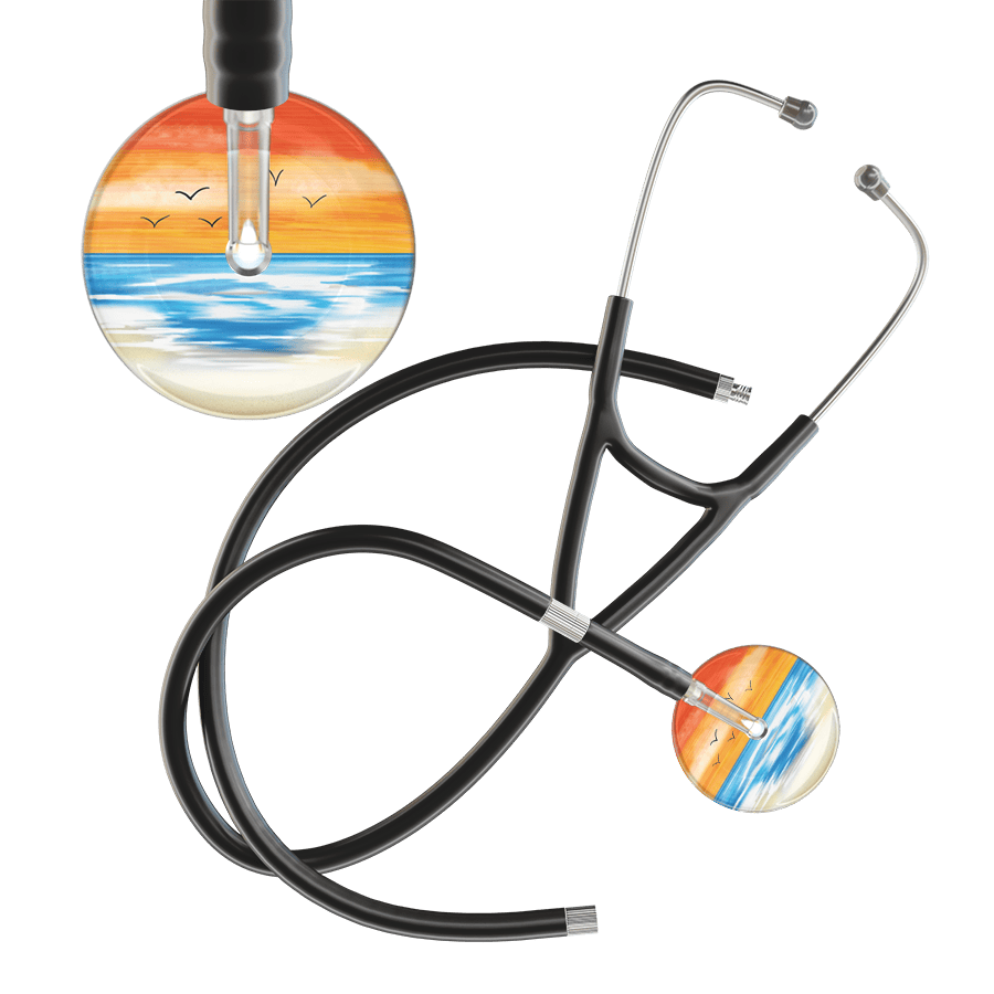 Ultrascope Single Stethoscope Orange Beach / Adult / Black Extended Tubing Beach Cardiology Stethoscope