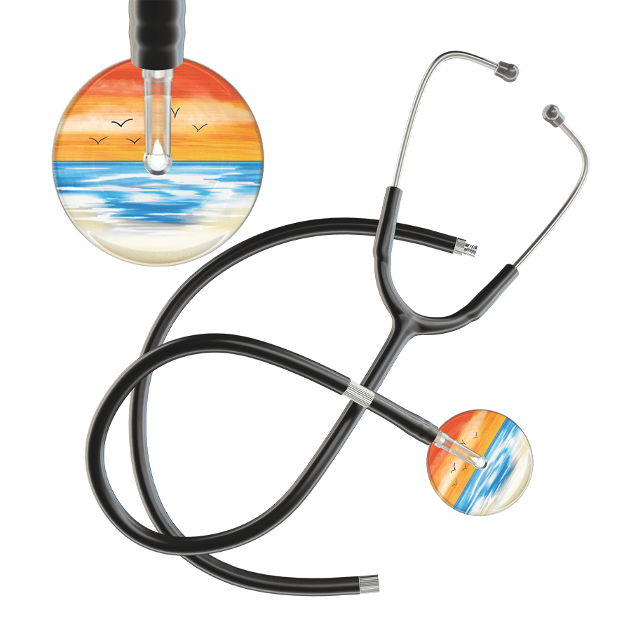 Ultrascope Single Stethoscope Orange Beach / Adult / Black Extended Tubing Beach Stethoscope