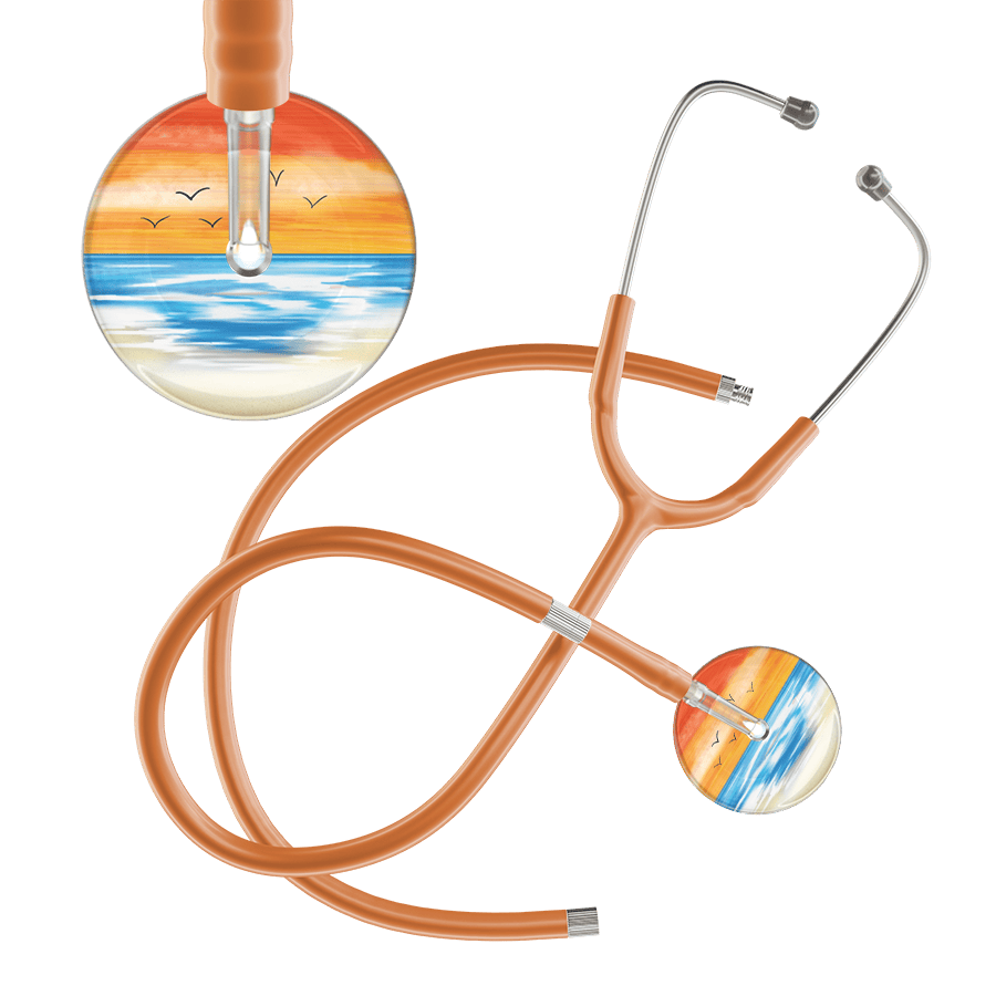 Ultrascope Single Stethoscope Orange Beach / Adult / Caramel Extended Tubing Beach Stethoscope