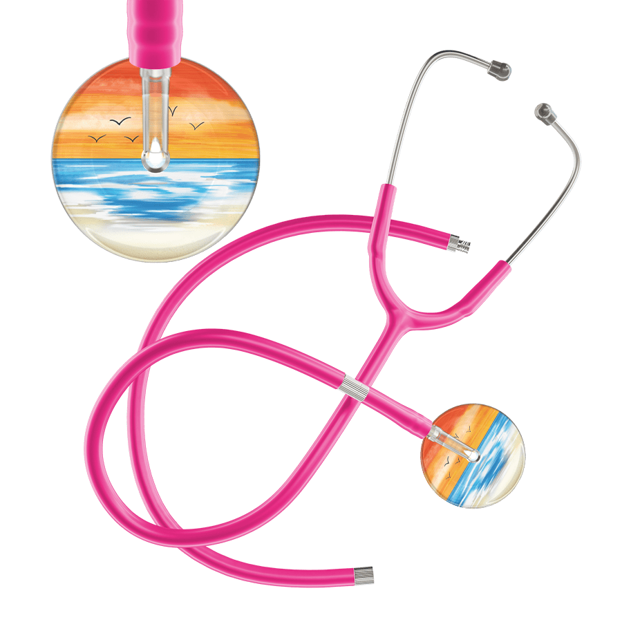 Ultrascope Single Stethoscope Orange Beach / Adult / Hot Pink Extended Tubing Beach Stethoscope
