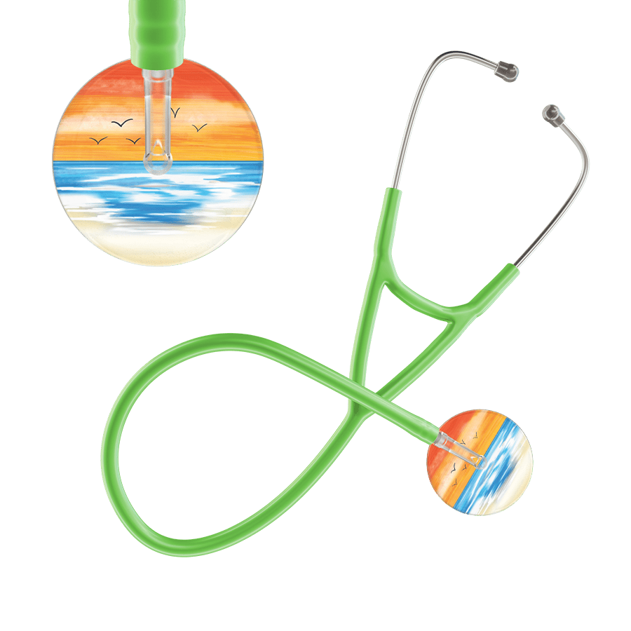Ultrascope Single Stethoscope Orange Beach / Adult / Lime Green Beach Cardiology Stethoscope
