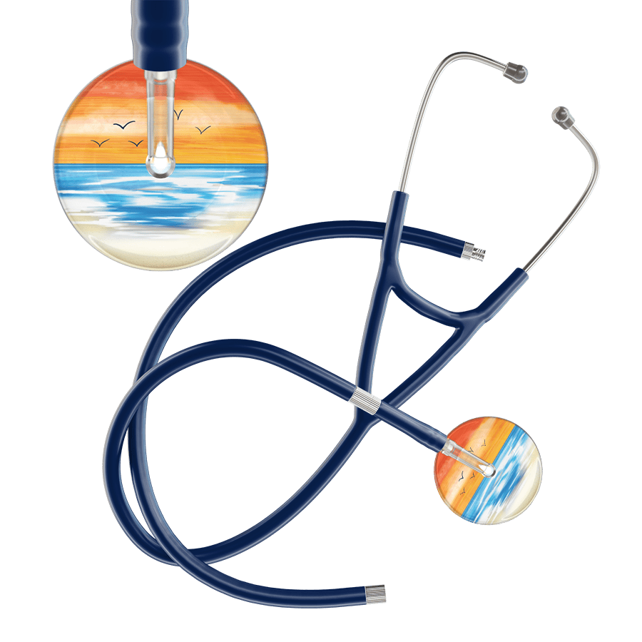 Ultrascope Single Stethoscope Orange Beach / Adult / Navy Extended Tubing Beach Cardiology Stethoscope
