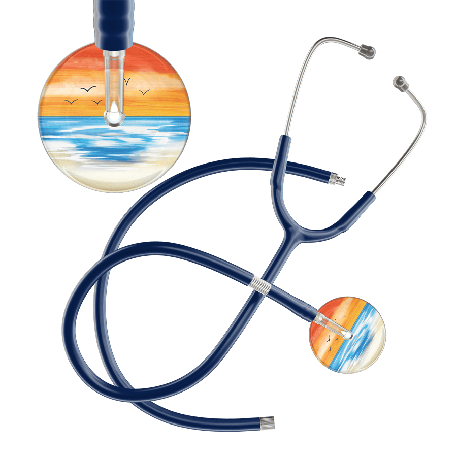 Ultrascope Single Stethoscope Orange Beach / Adult / Navy Extended Tubing Beach Stethoscope