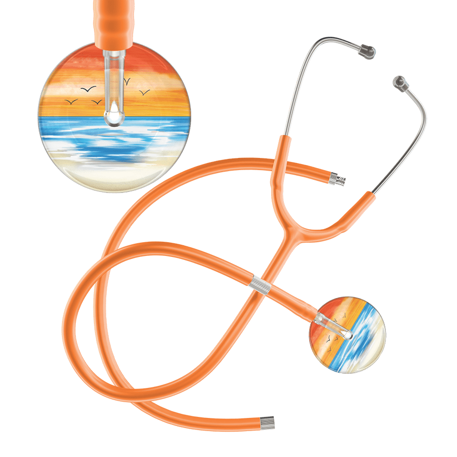 Ultrascope Single Stethoscope Orange Beach / Adult / Orange Extended Tubing Beach Stethoscope