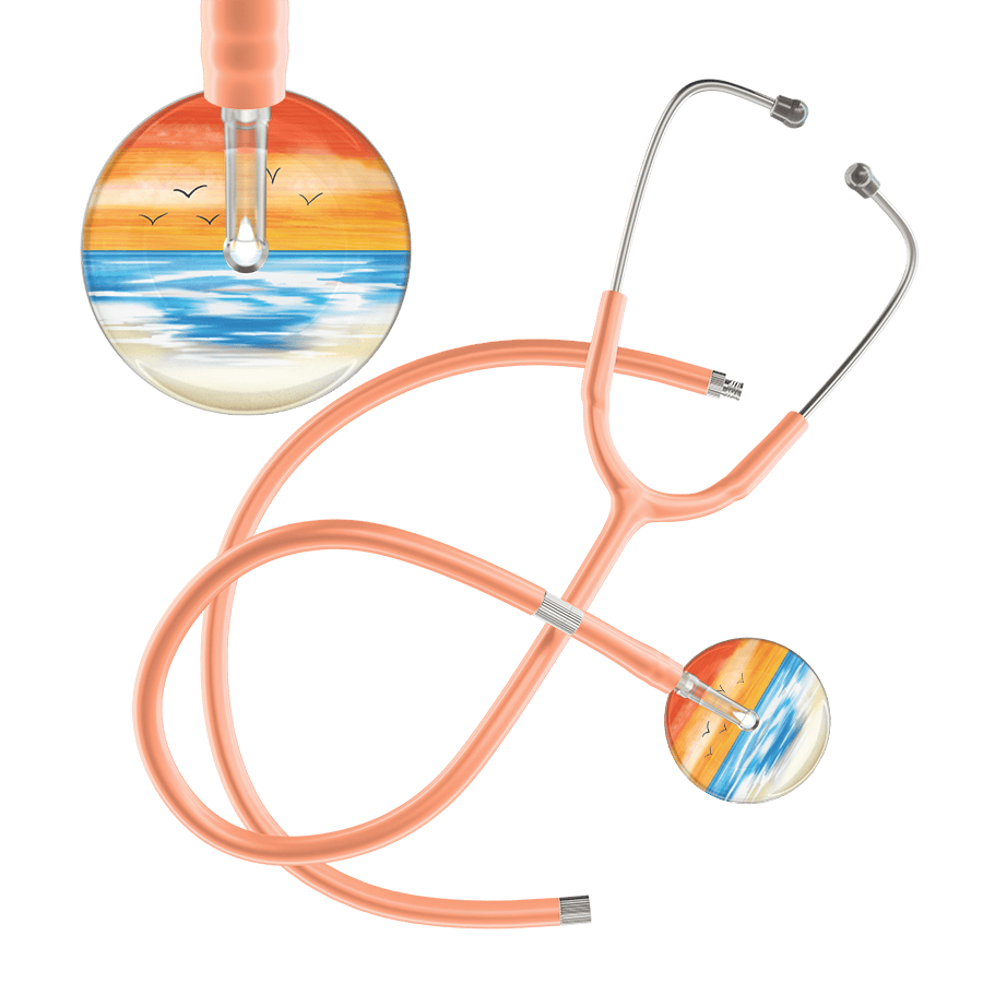 Ultrascope Single Stethoscope Orange Beach / Adult / Peach Extended Tubing Beach Stethoscope