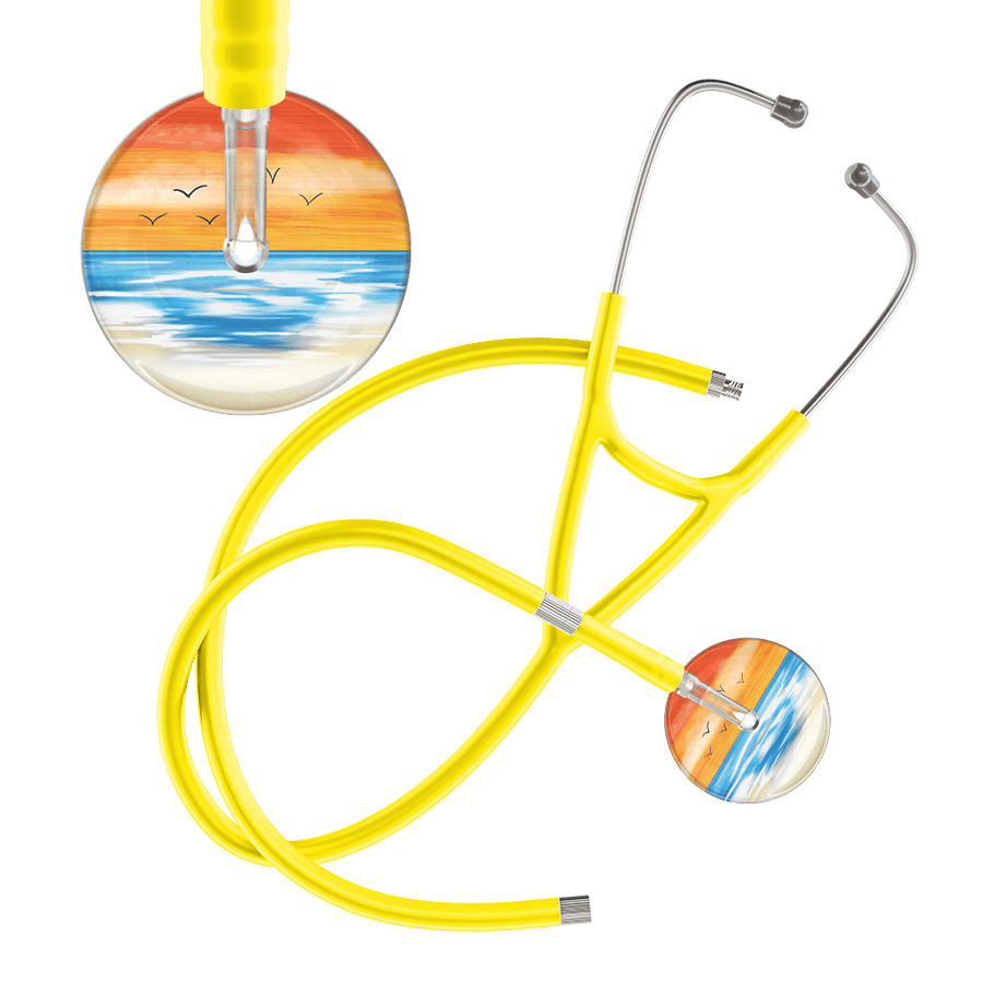 Ultrascope Single Stethoscope Orange Beach / Adult / Yellow Extended Tubing Beach Cardiology Stethoscope