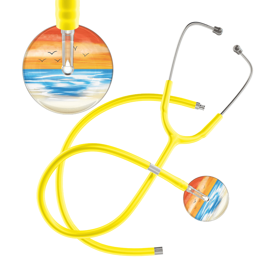 Ultrascope Single Stethoscope Orange Beach / Adult / Yellow Extended Tubing Beach Stethoscope