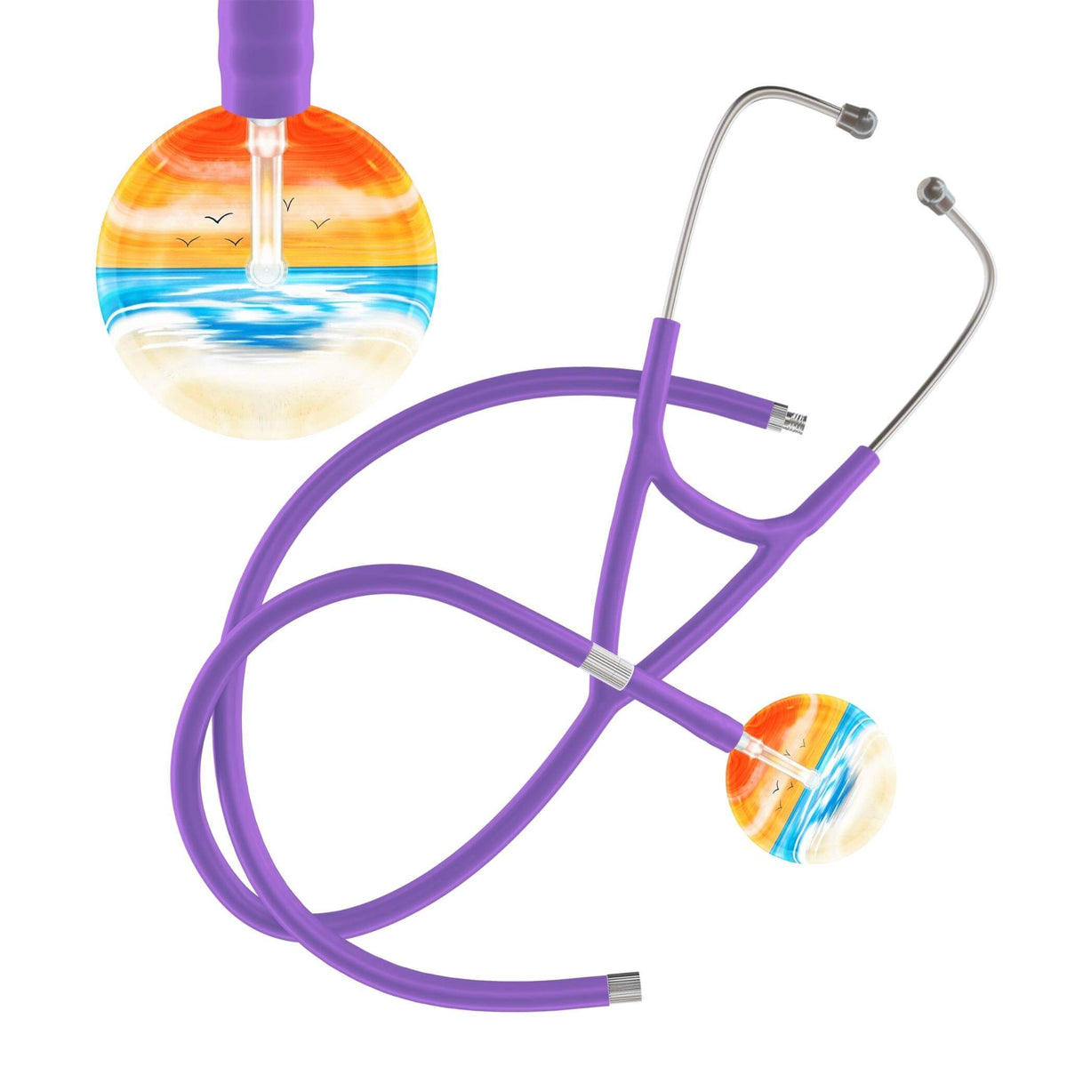 Ultrascope Single Stethoscope Orange Beach / Adult / Lavender Extended Tubing Beach Stethoscope (Cardiology TEST) (Copy)