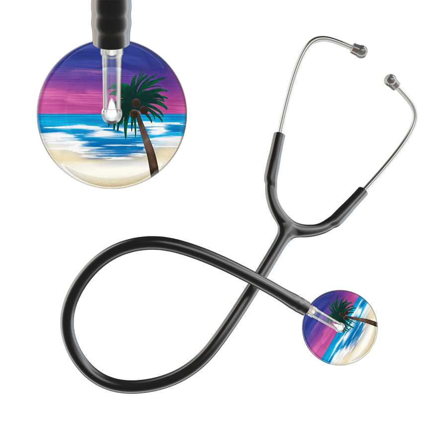 Ultrascope Single Stethoscope Palm Tree Blue / Adult / Black Palm Tree Stethoscope