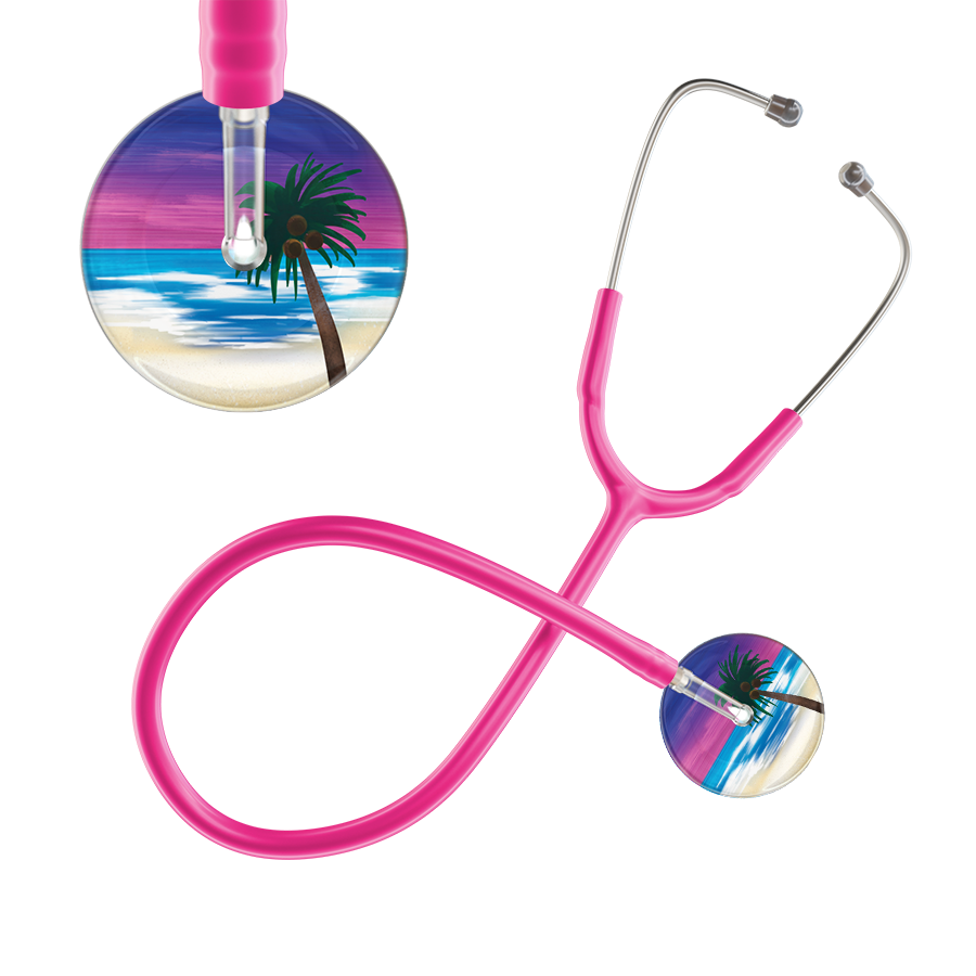 Ultrascope Single Stethoscope Palm Tree Blue / Adult / Hot Pink Palm Tree Stethoscope