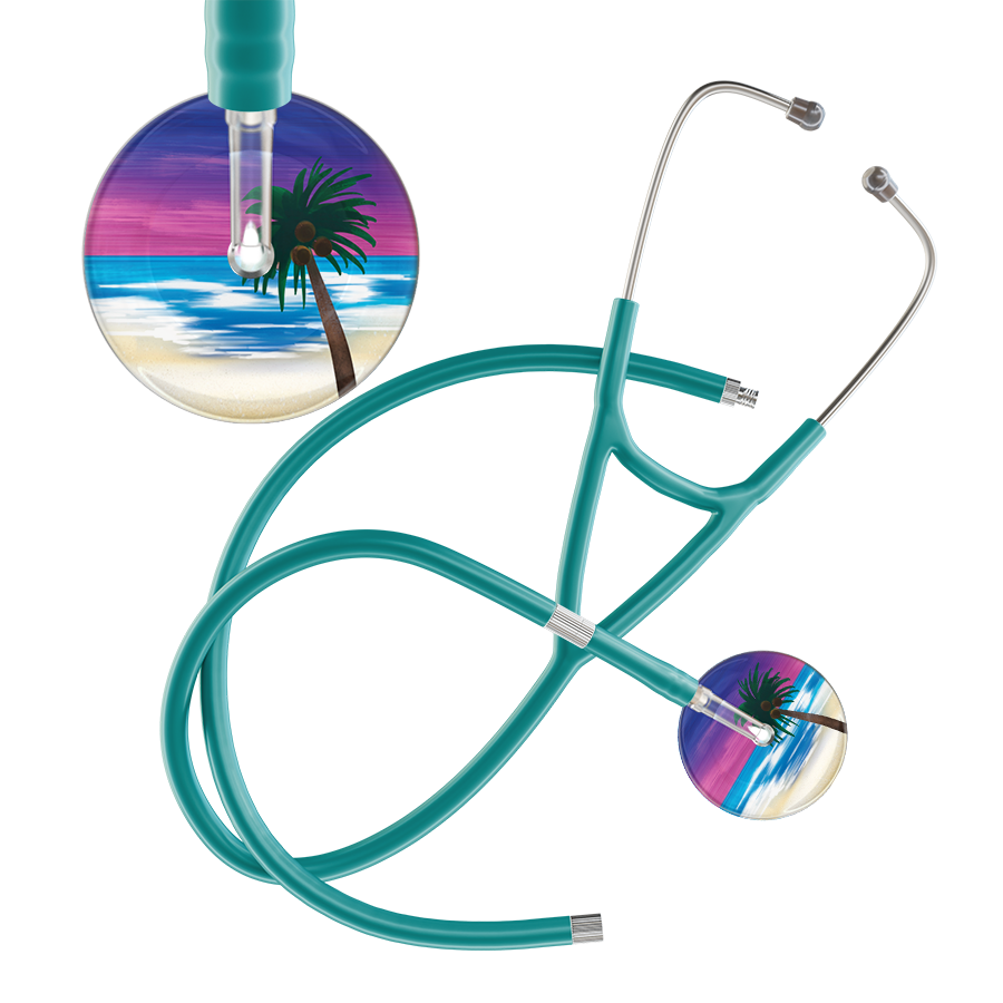 Ultrascope Single Stethoscope Palm Tree Blue / Pediatric / Jade Extended Tubing Palm Tree Cardiology Stethoscope