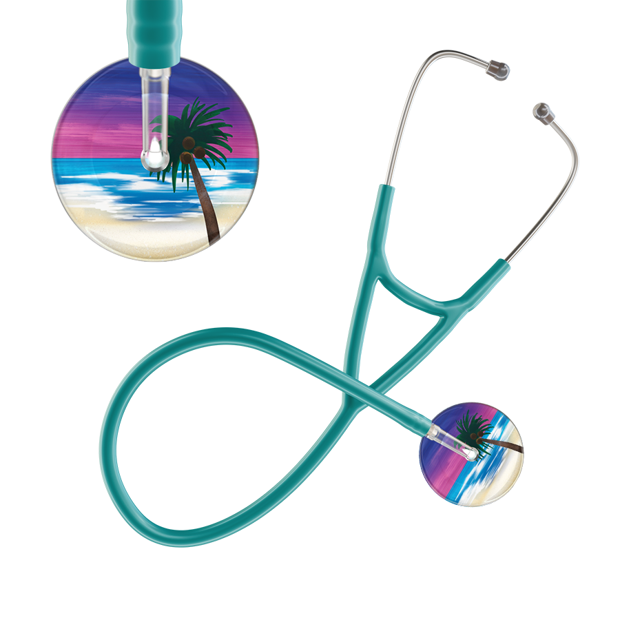 Ultrascope Single Stethoscope Palm Tree Blue / Pediatric / Jade Palm Tree Cardiology Stethoscope
