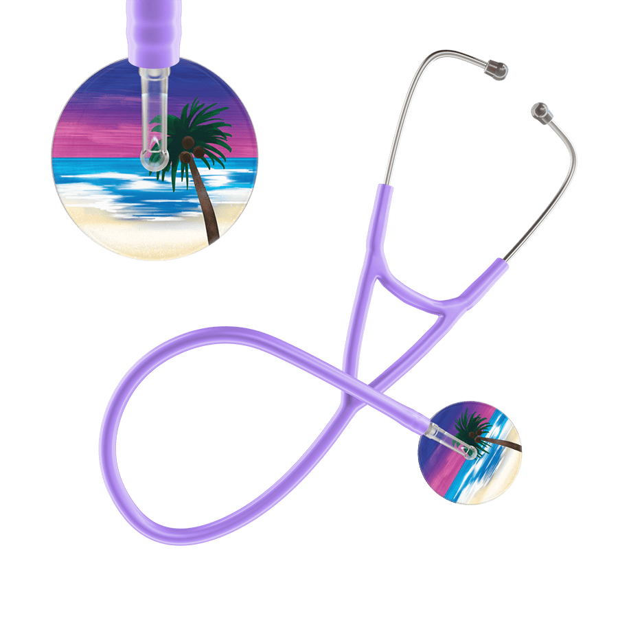Ultrascope Single Stethoscope Palm Tree Blue / Adult / Lavender Palm Tree Cardiology Stethoscope