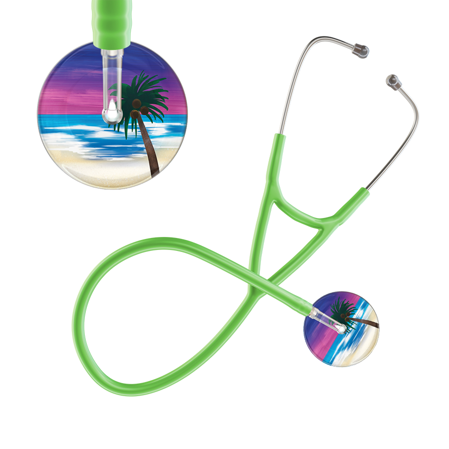 Ultrascope Single Stethoscope Palm Tree Blue / Pediatric / Lime Green Palm Tree Cardiology Stethoscope