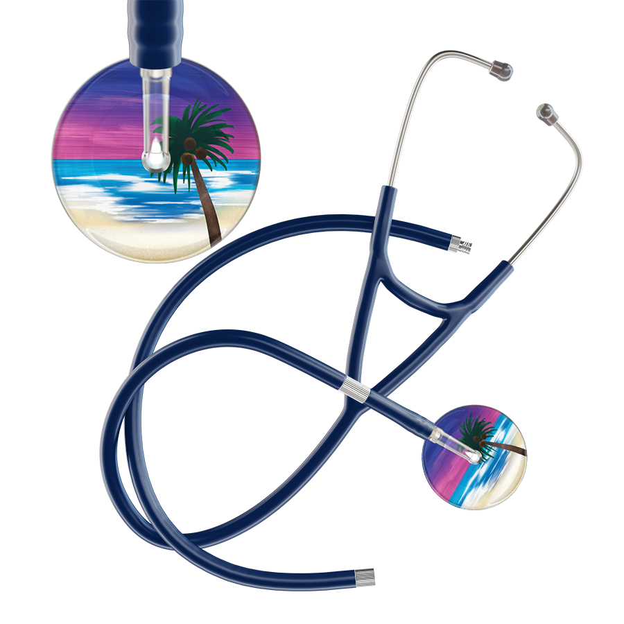 Ultrascope Single Stethoscope Palm Tree Blue / Pediatric / Navy Extended Tubing Palm Tree Cardiology Stethoscope