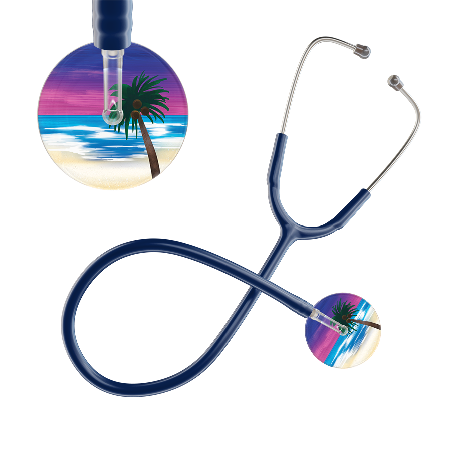 Ultrascope Single Stethoscope Palm Tree Blue / Adult / Navy Palm Tree Stethoscope