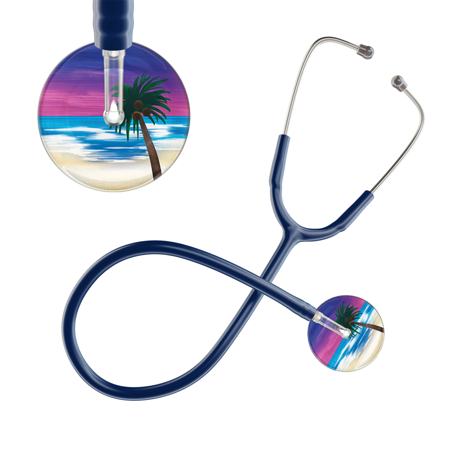 Ultrascope Single Stethoscope Palm Tree Blue / Adult / Navy Palm Tree Stethoscope